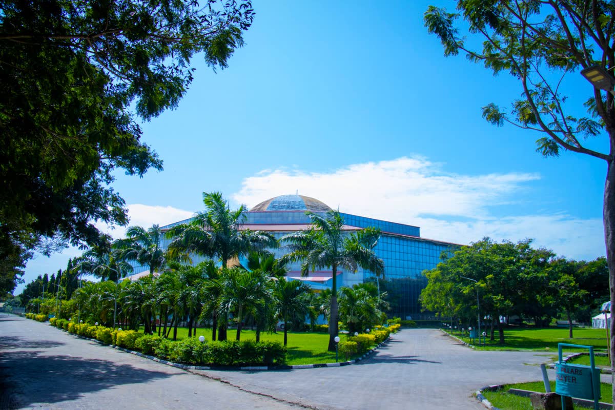 JCC Bamburi cathedral with palm-lined approach