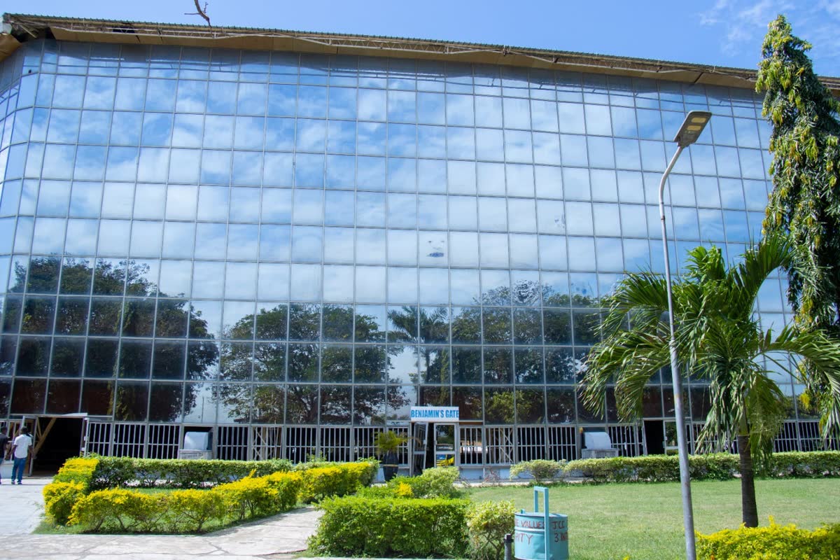 The glass facade of JCC Bamburi cathedral