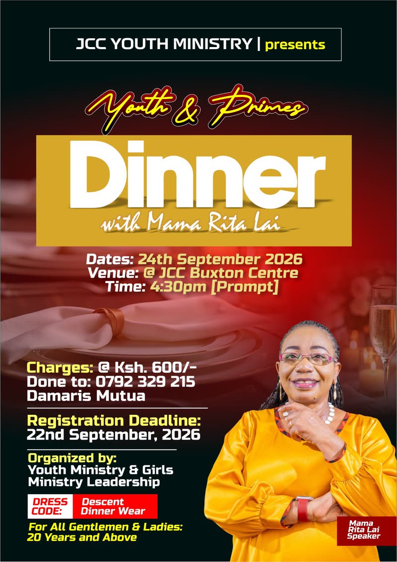 Youth and Primes Dinner with Mama Rita Lai poster: 24 September 2026, JCC Buxton Centre, 4:30 PM prompt